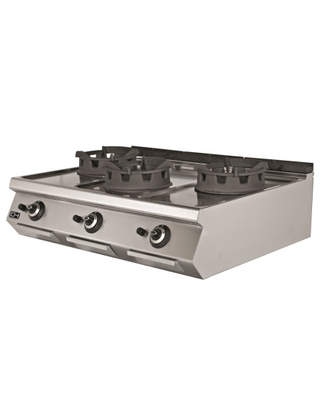 Cocina Wok a Gas Sobremesa 3 fuegos 3 x 18 kW 1200x730x300h mm EMPPLS7WK030 Línea 700 Estambul