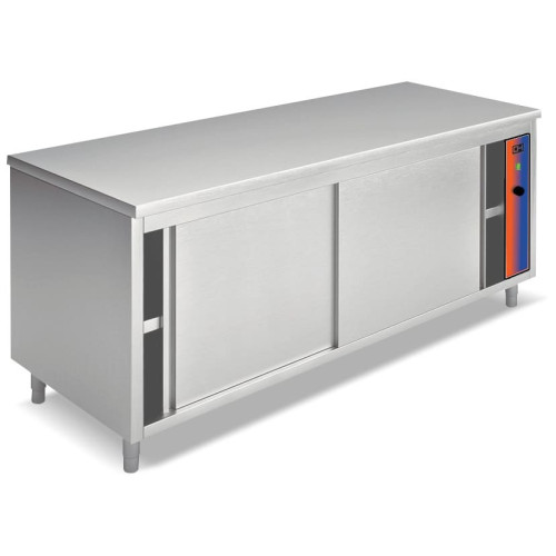 Mesa Caliente Acero Inoxidable 1,2 m con Puerta Corredera a 1 Cara EMPIDP7120I