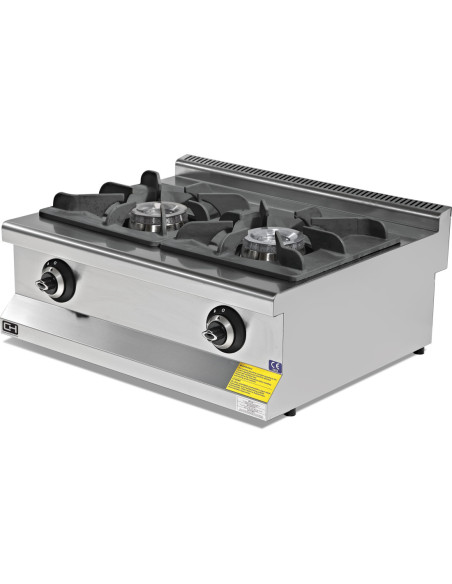 Cocina a gas sobremesa 2 fuegos Gran Potencia 2x8,65 kW 800x635x285h mm EMP6KG020-O Línea 600 Estambul