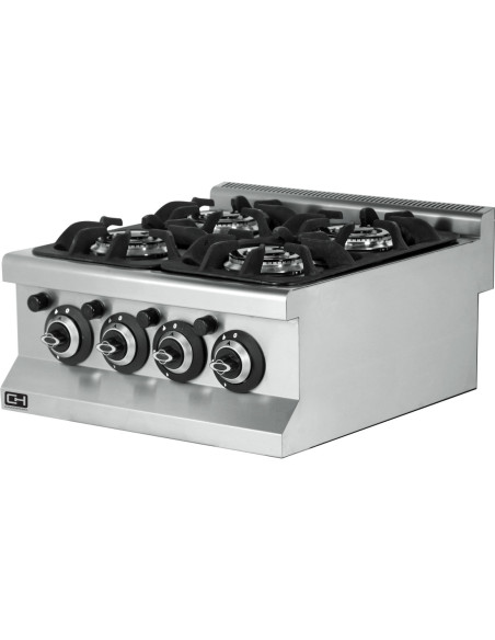 Cocina a gas sobremesa 4 fuegos 4x3,6 kW 600x635x285h mm EMP6KG020 Línea 600 Estambul