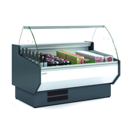 Vitrina Refrigerada Cristal Curvo Fondo 1100 dim.1305x1100x1235h mm Línea Córdoba  VED-10-13-C-TF