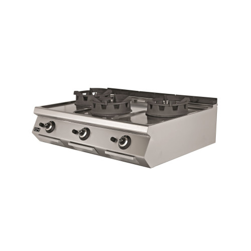 Cocina Wok a Gas Sobremesa 3 fuegos 3 x 18 kW 1200x900x300h mm EMPPLS9WK030 Línea 900 Estambul