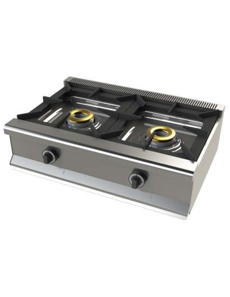 Cocina a gas sobremesa de 2 fuegos 8+8 Kw SerIe 550 JUNEX con medidas 800x550x240h mm 6200B/1
