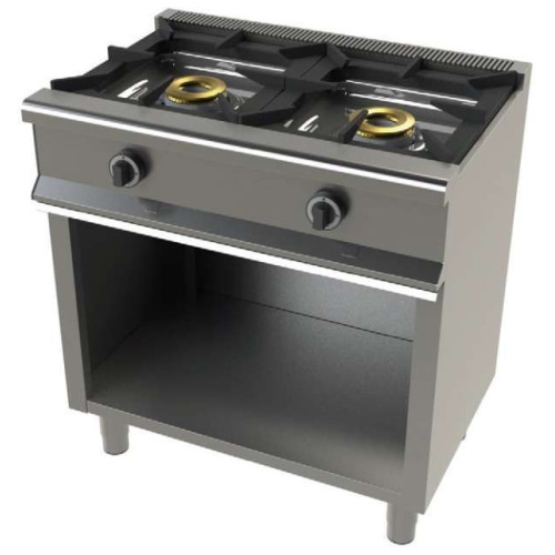 Cocina a gas con mueble de 2 fuegos 8+8 Kw SerIe 550 JUNEX con medidas 800x550x850h mm 6200/1