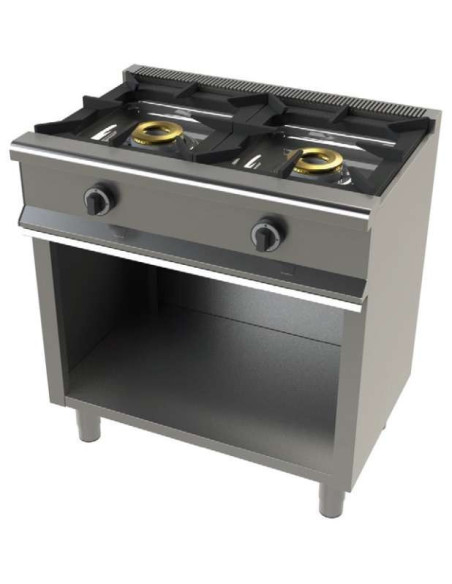 Cocina a gas con mueble de 2 fuegos 8+8 Kw SerIe 550 JUNEX con medidas 800x550x850h mm 6200/1