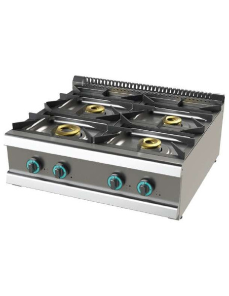 Cocina a gas sobremesa de 4 fuegos 8+4,5+6+6 Kw SerIe 700 JUNEX con medidas 800x730x240h mm FO7N400B