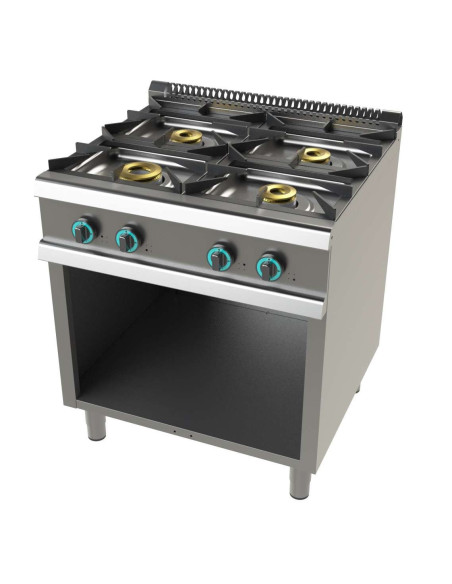 Cocina a gas con mueble de 4 fuegos 8+4,5+6+6 Kw SerIe 700 JUNEX con medidas 800x730x900h mm FO7N400