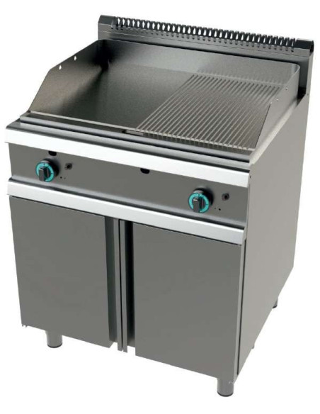 Fry tops a gas acero laminado placa lisa con mueble Serie 900 JUNEX con medidas 800x900x900h mm FT9C0LL