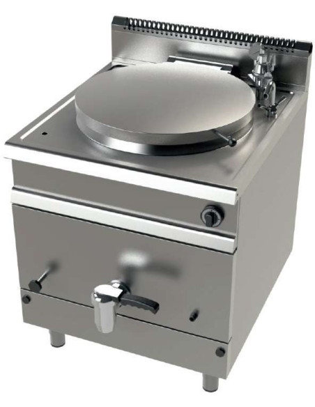 Marmita a gas 140 litros calentamiento directo 21 Kw Serie 900 JUNEX con medidas 800x900x900h mm MG9C150D