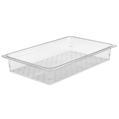 Recipiente colador GN 1/1 - 32,5 x 53 x 7,6 cm - (No incluye cubeta) Transparente - Venta 1 unidad.