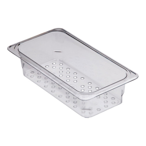 Recipiente colador GN 1/3 - 17,6 x 32,5 x 7,6 cm - Transparente - Venta 1 unidad.