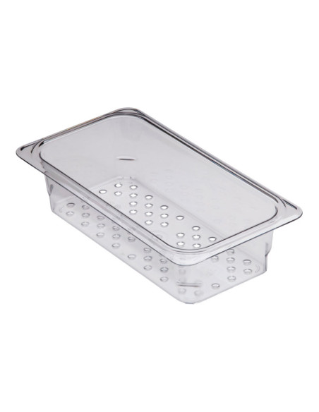 Recipiente colador GN 1/3 - 17,6 x 32,5 x 7,6 cm - Transparente - Venta 1 unidad.
