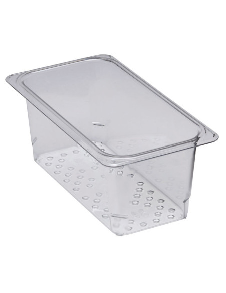 Recipiente colador GN 1/3 - 17,6 x 32,5 x 12,5 cm - Transparente - Venta 1 unidad.