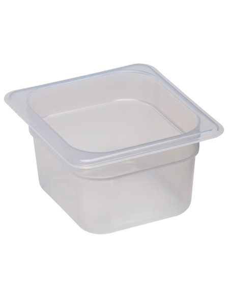 Recipiente GN 1/6 1,5 L - 16,2 x 17,6 x 10 cm (No incluye tapa) - Blanco translúcido - Venta 1 unidad.