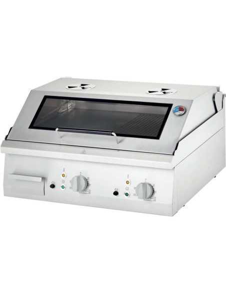 Fry top eléctrico acero rectificado sobremesa placa lisa CON TAPA 800x700x250h mm 8,1Kw Línea Varsovia