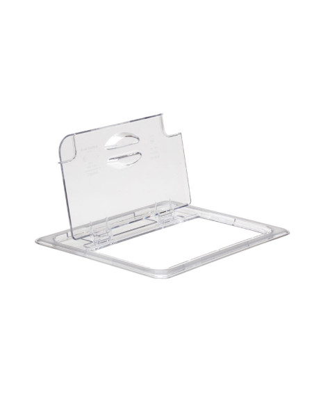 Tapa FlipLid con muesca GN 1/2 - 26,5 x 32,5 cm - (No incluye cubeta) - Transparente - Venta 1 unidad.