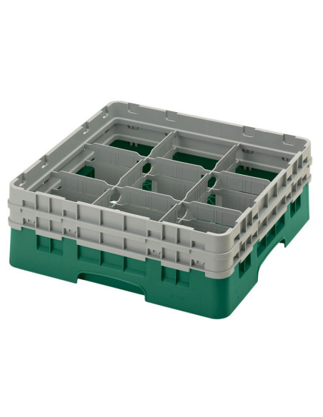 Cesta de lavado 9 comp. 2 alturas - 14,8 cm Ø máx. - alt. máx. 13,5 cm - 50 x 50 x 18,4 cm - Gris claro