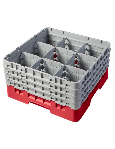 Cesta de lavado 9 comp. 4 alturas - 14,8 cm Ø máx. - alt. máx. 21,7 cm - 50 x 50 x 26,7 cm - Castaño