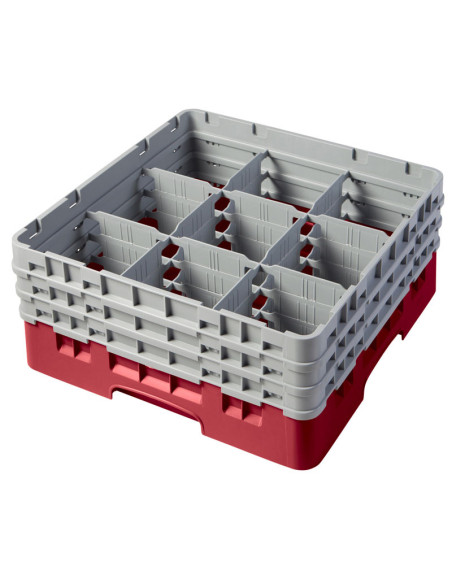 Cesta de lavado 9 comp. 4 alturas - 14,8 cm Ø máx. - alt. máx. 21,7 cm - 50 x 50 x 26,7 cm - Negro