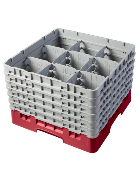 Cesta de lavado 9 comp. 6 alturas - 14,8 cm Ø máx. - alt. máx. 29,9 cm - 50 x 50 x 34,9 cm - Rojo