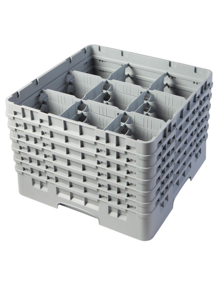 Cesta de lavado 9 comp. 6 alturas - 14,8 cm Ø máx. - alt. máx. 29,9 cm - 50 x 50 x 34,9 cm - Gris claro