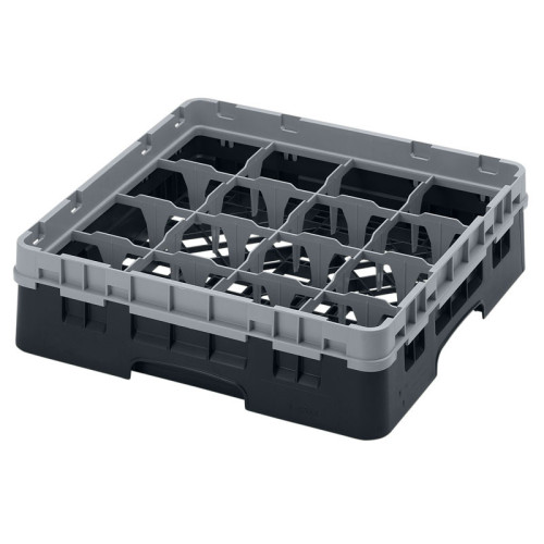 Cesta de lavado 16 comp. 1 altura - 10,9 cm Ø máx. - alt. máx. 9,4 cm - 50 x 50 x 14,3 cm - Negro