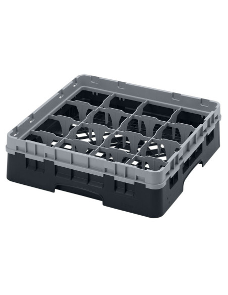 Cesta de lavado 16 comp. 1 altura - 10,9 cm Ø máx. - alt. máx. 9,4 cm - 50 x 50 x 14,3 cm - Negro