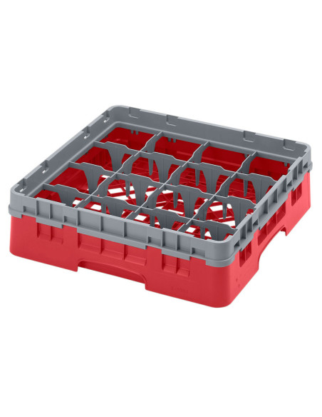 Cesta de lavado 16 comp. 1 altura - 10,9 cm Ø máx. - alt. máx. 9,4 cm - 50 x 50 x 14,3 cm - Rojo