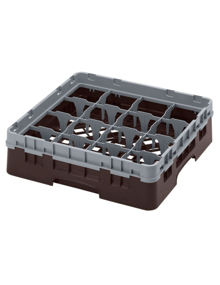 Cesta de lavado 16 comp. 1 altura - 10,9 cm Ø máx. - alt. máx. 9,4 cm - 50 x 50 x 14,3 cm - Castaño