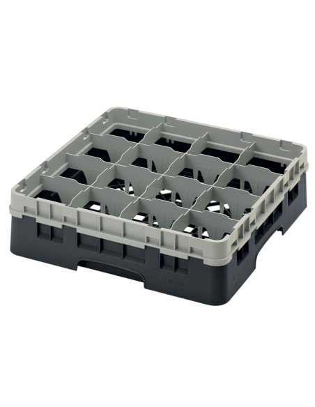 Cesta de lavado 16 comp. 1 altura - 10,9 cm Ø máx. - alt. máx. 11,8 cm - 50 x 50 x 14,3 cm - Negro