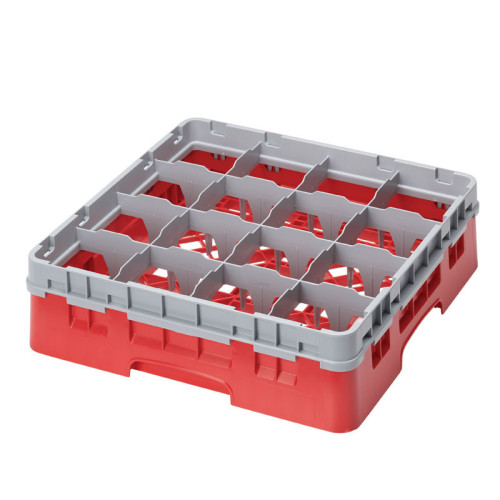 Cesta de lavado 16 comp. 1 altura - 10,9 cm Ø máx. - alt. máx. 11,8 cm - 50 x 50 x 14,3 cm - Rojo