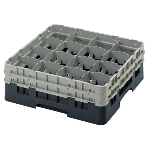 Cesta de lavado 16 comp. 2 alturas - 10,9 cm Ø máx. - alt. máx. 14,9 cm - 50 x 50 x 18,4 cm - Negro