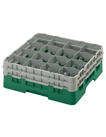 Cesta de lavado 16 comp. 2 alturas - 10,9 cm Ø máx. - alt. máx. 14,9 cm - 50 x 50 x 18,4 cm - Verde sherwood