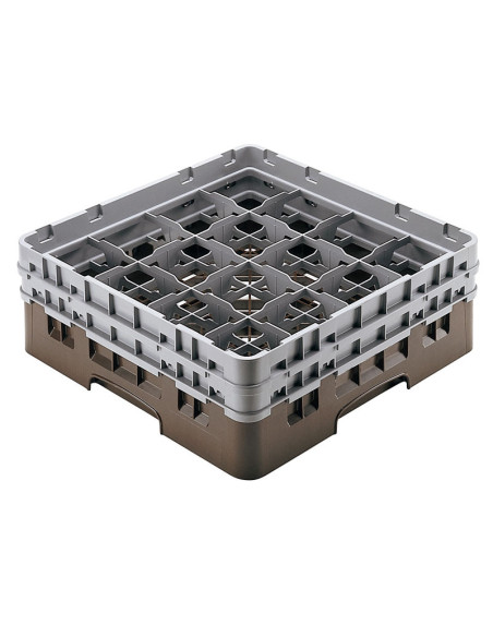 Cesta de lavado 16 comp. 2 alturas - 10,9 cm Ø máx. - alt. máx. 14,9 cm - 50 x 50 x 18,4 cm - Castaño