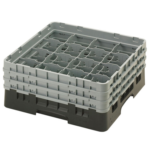 Cesta de lavado 16 comp. 3 alturas - 10,9 cm Ø máx. - alt. máx. 17,6 cm - 50 x 50 x 22,5 cm - Negro