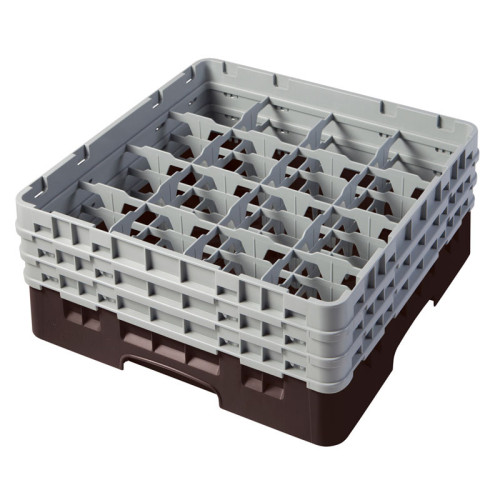 Cesta de lavado 16 comp. 3 alturas - 10,9 cm Ø máx. - alt. máx. 17,6 cm - 50 x 50 x 22,5 cm - Castaño