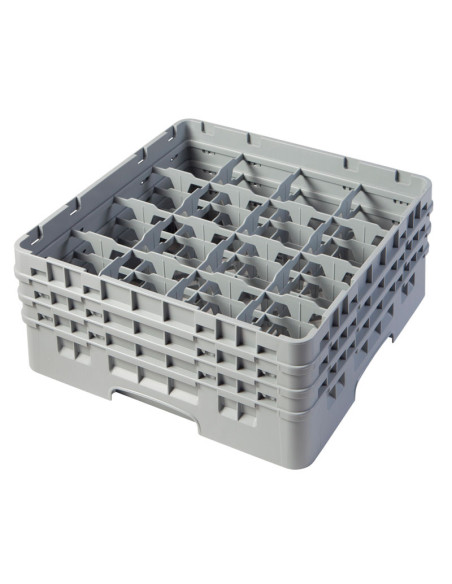 Cesta de lavado 16 comp. 3 alturas - 10,9 cm Ø máx. - alt. máx. 17,6 cm - 50 x 50 x 22,5 cm - Gris claro