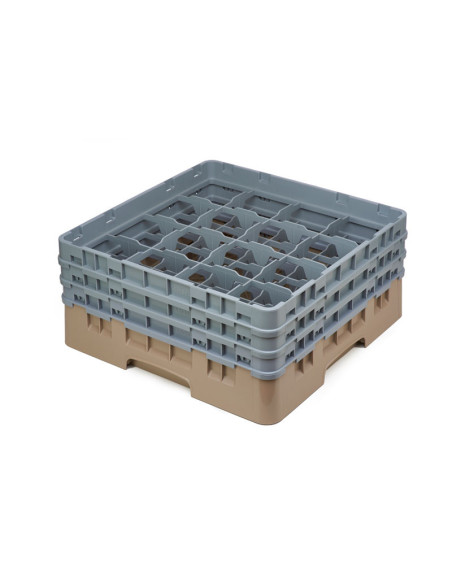 Cesta de lavado 16 comp. 3 alturas - 10,9 cm Ø máx. - alt. máx. 17,6 cm - 50 x 50 x 22,5 cm - Beige