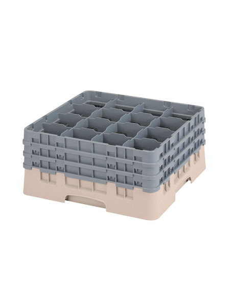 Cesta de lavado 16 comp. 3 alturas - 10,9 cm Ø máx. - alt. máx. 20 cm - 50 x 50 x 22,5 cm - Beige