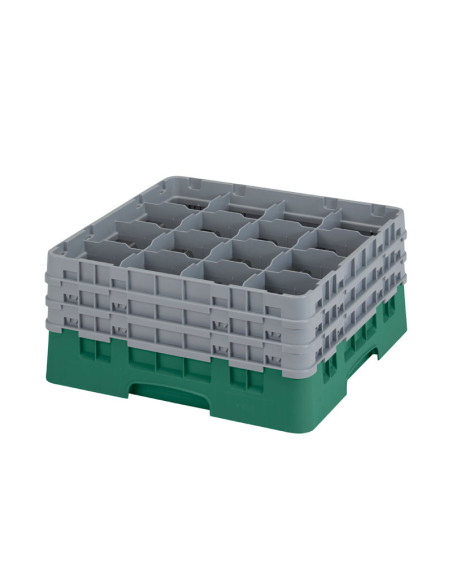 Cesta de lavado 16 comp. 3 alturas - 10,9 cm Ø máx. - alt. máx. 20 cm - 50 x 50 x 22,5 cm - Verde sherwood