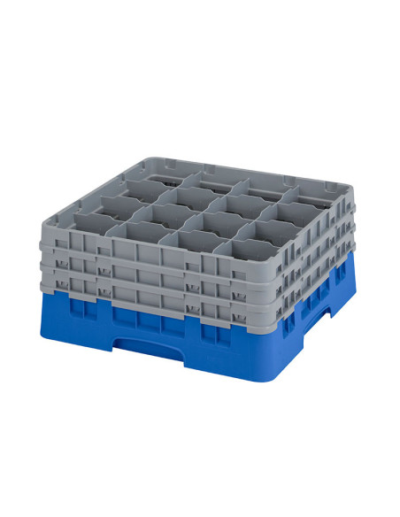 Cesta de lavado 16 comp. 3 alturas - 10,9 cm Ø máx. - alt. máx. 20 cm - 50 x 50 x 22,5 cm - Azul
