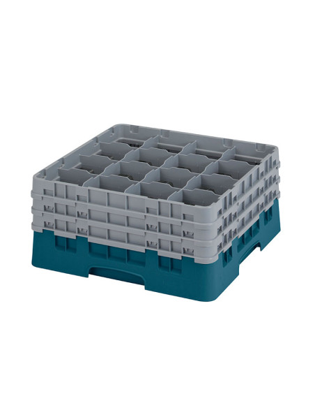 Cesta de lavado 16 comp. 3 alturas - 10,9 cm Ø máx. - alt. máx. 20 cm - 50 x 50 x 22,5 cm - Cerceta