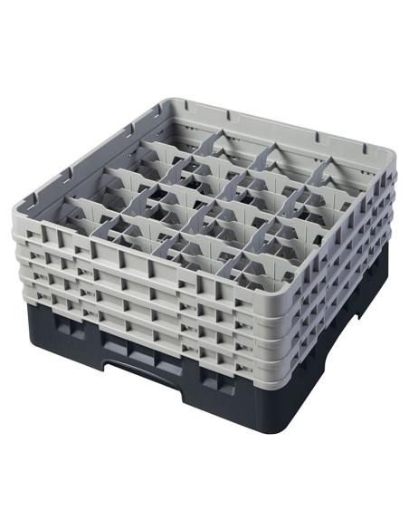Cesta de lavado 16 comp. 4 alturas - 10,9 cm Ø máx. - alt. máx. 21,7 cm - 50 x 50 x 26,7 cm - Negro