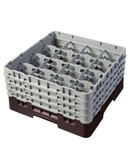 Cesta de lavado 16 comp. 4 alturas - 10,9 cm Ø máx. - alt. máx. 21,7 cm - 50 x 50 x 26,7 cm - Castaño