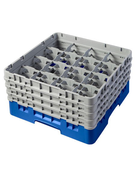 Cesta de lavado 16 comp. 4 alturas - 10,9 cm Ø máx. - alt. máx. 21,7 cm - 50 x 50 x 26,7 cm - Azul