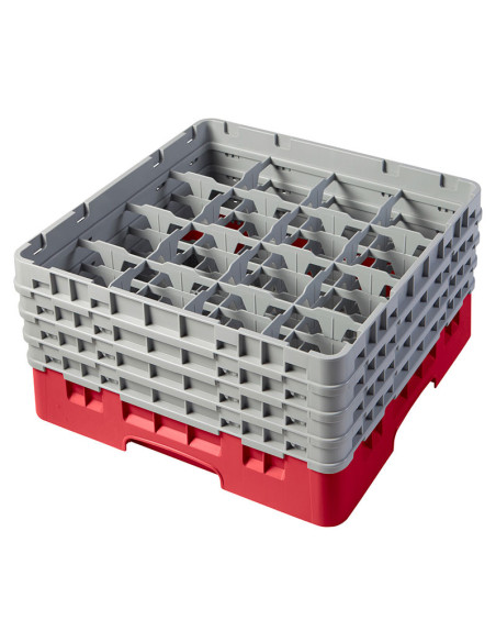 Cesta de lavado 16 comp. 4 alturas - 10,9 cm Ø máx. - alt. máx. 21,7 cm - 50 x 50 x 26,7 cm - Rojo