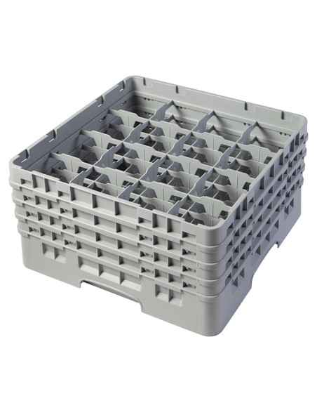 Cesta de lavado 16 comp. 4 alturas - 10,9 cm Ø máx. - alt. máx. 21,7 cm - 50 x 50 x 26,7 cm - Gris claro