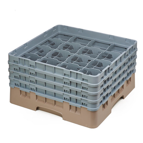 Cesta de lavado 16 comp. 4 alturas - 10,9 cm Ø máx. - alt. máx. 21,7 cm - 50 x 50 x 26,7 cm - Beige