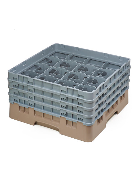 Cesta de lavado 16 comp. 4 alturas - 10,9 cm Ø máx. - alt. máx. 21,7 cm - 50 x 50 x 26,7 cm - Beige