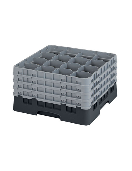 Cesta de lavado 16 comp. 4 alturas - 10,9 cm Ø máx. - alt. máx. 24,1 cm - 50 x 50 x 26,7 cm - Negro